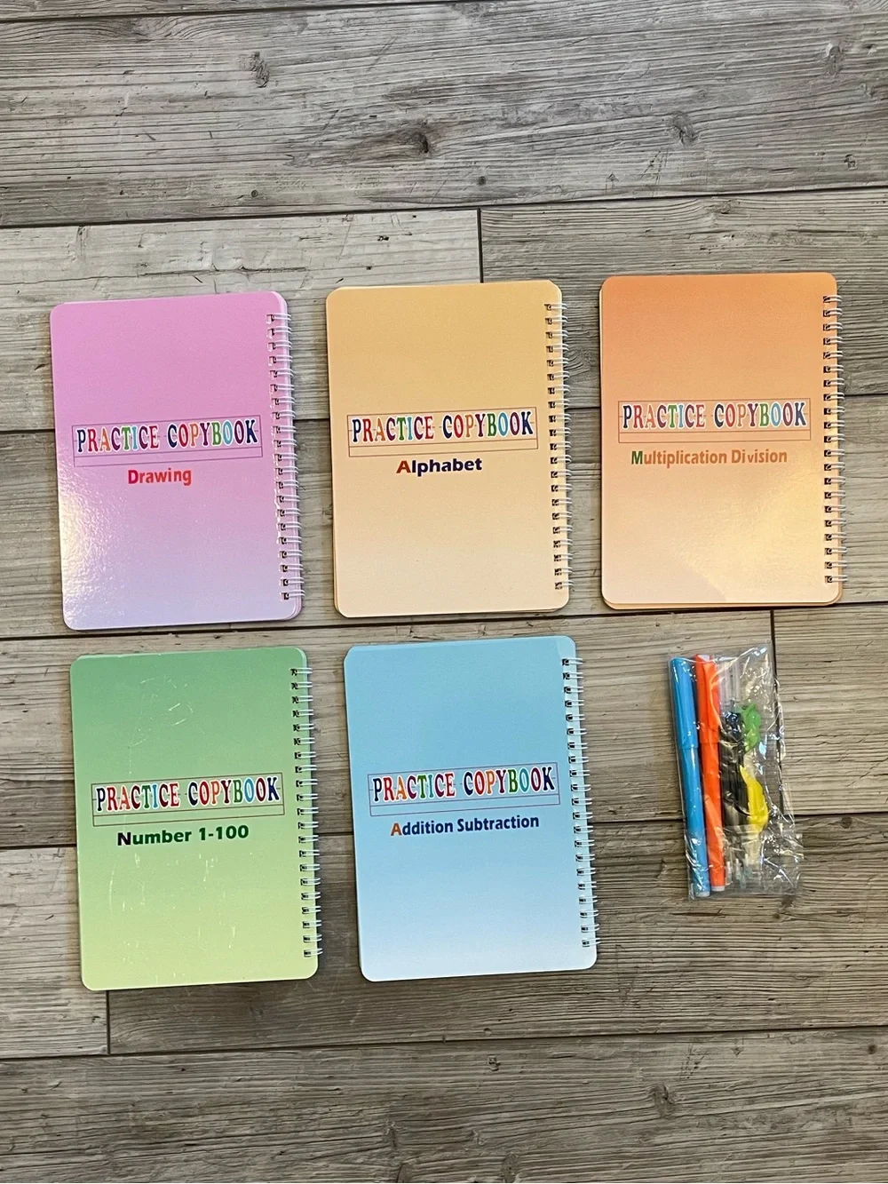 FREKNOW | Magic Grooved Practice Copybooks with Pens | Bundle: Set of 5